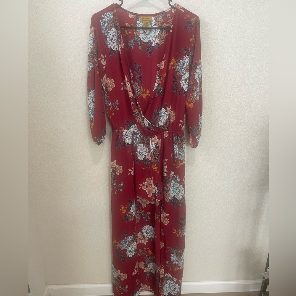 Wrangler Floral Red Maxi Romper Dress